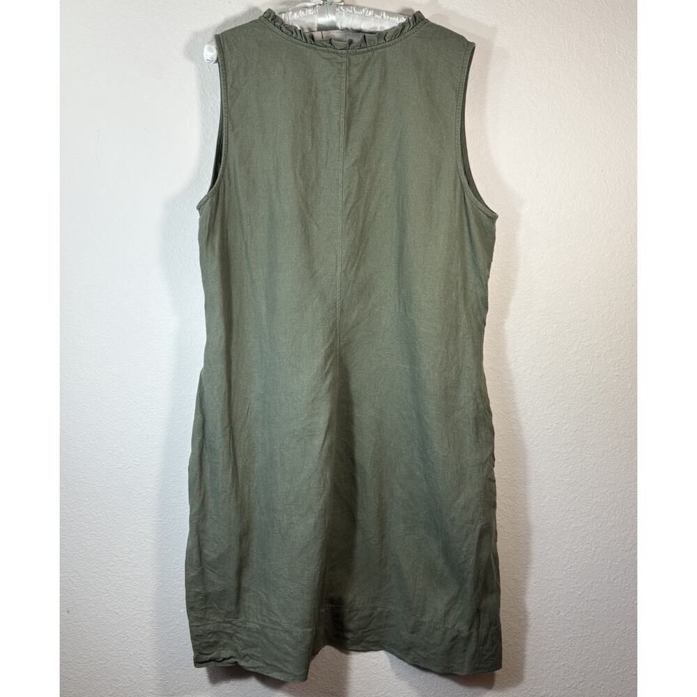 Briggs Women’s Green Sleeveless Ruffle V-neck Linen Rayon Dress With Pockets XL - Picture 7 of 9